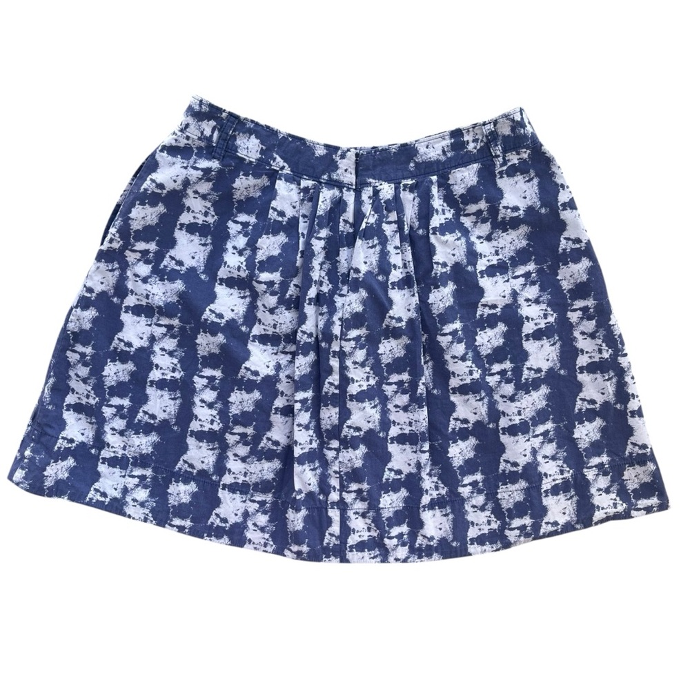 Fossil Women’s Size 12 Blue White Tie-dye Pleated Lined A-line Mini Skirt Cotton - Picture 2 of 16